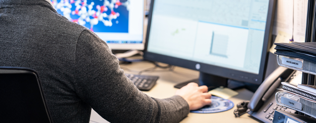 Researcher working at desk